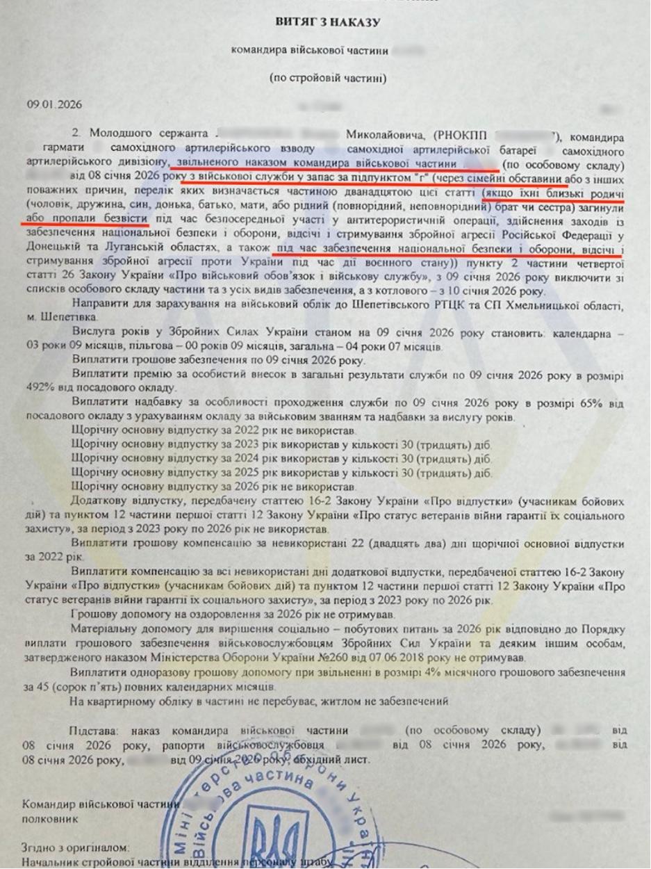 ДОМОГЛИСЯ ЗВІЛЬНЕННЯ ЗІ СЛУЖБИ ПІСЛЯ ЗАГИБЕЛІ БРАТА