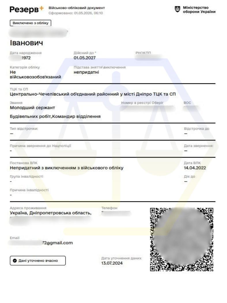 ВИПРАВИЛИ ПОМИЛКУ В «РЕЗЕРВ+» ТА ВІДНОВИЛИ СТАТУС КЛІЄНТА ЯК ОСОБИ, ВИКЛЮЧЕНОЇ З ВІЙСЬКОВОГО ОБЛІКУ